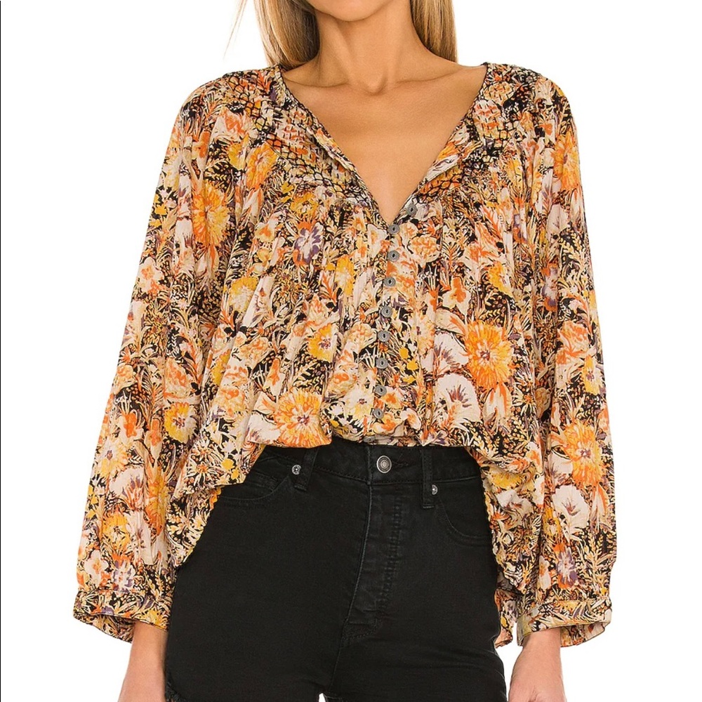 Free People Printed Blouse Top NWOT